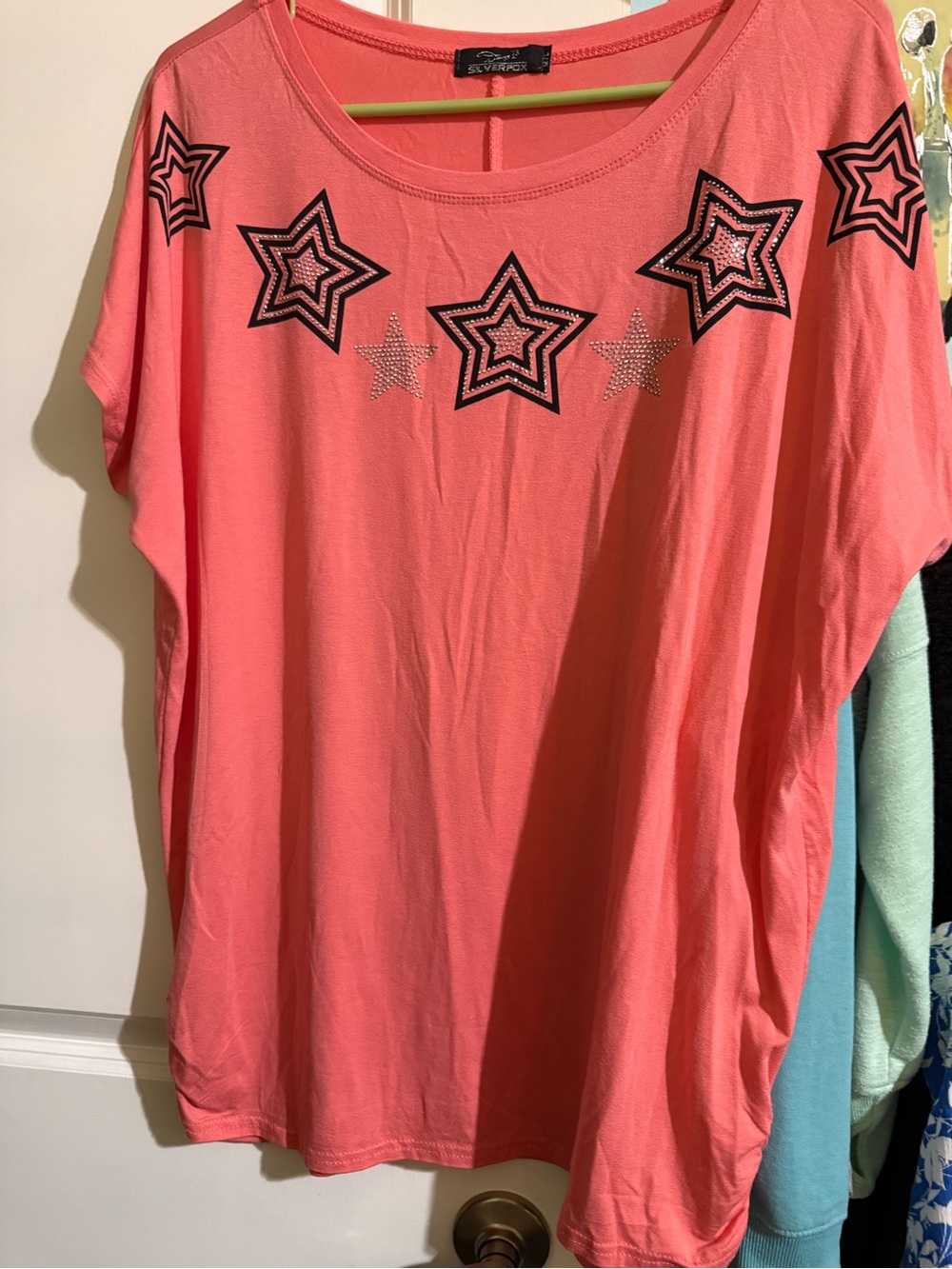 Soft Coral Star-Accent Women’s Top